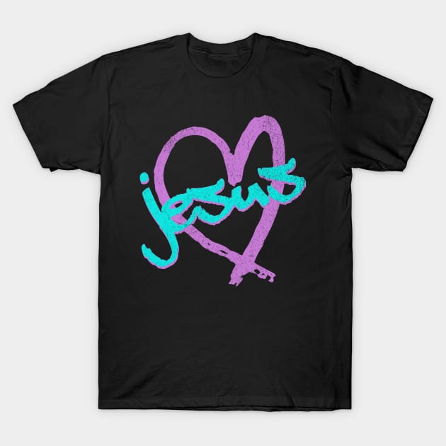 I Love Jesus Vintage 80's & 90's Blue and Purple T-Shirt by Family journey with God